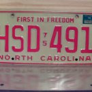 1976 North Carolina NC Passenger YOM License Plate EX HSD-491 NCA2