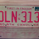 1976 North Carolina NC YOM Passenger License Plate Tag DLN-313 VG NC4