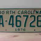 1976 North Carolina YOM NC Trailer License Plate Tag EX A-46728 NCY6