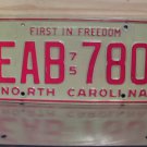 1975 North Carolina YOM License Plate Tag VG NC EAB-780 NCY2