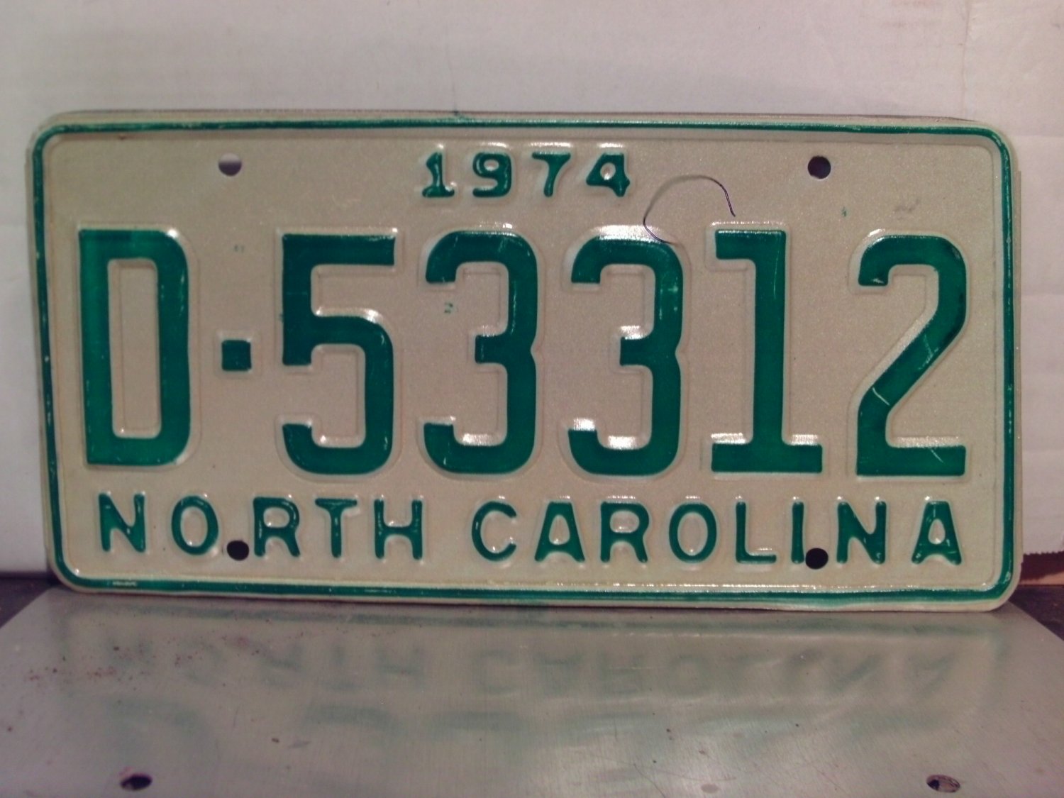 1974 North Carolina Discolored Trailer License Plate NC D-53312 NC8