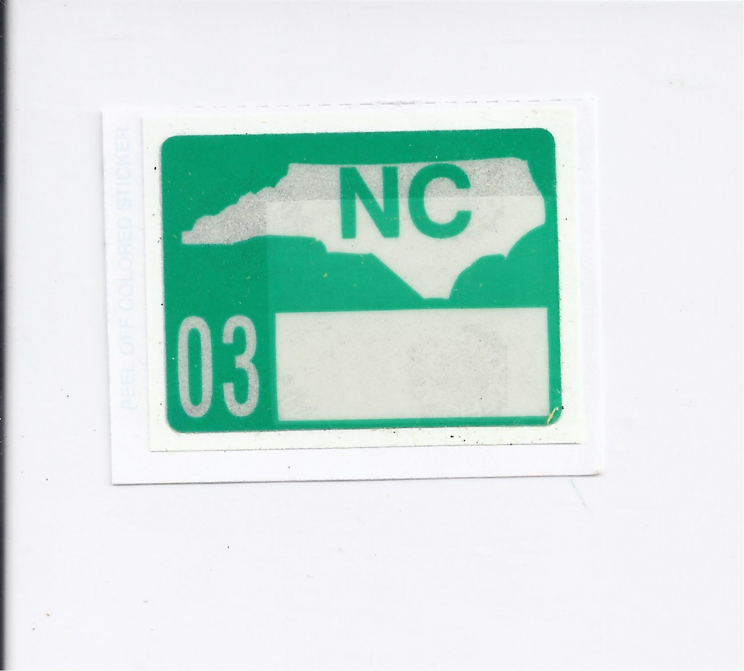 2003 North Carolina NC NOS License Plate Validation Sticker
