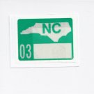 2003 North Carolina NC NOS License Plate Validation Sticker