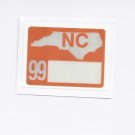 1999 North Carolina NC NOS License Plate Validation Sticker