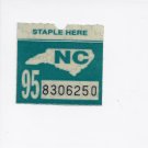 1995 North Carolina NC NOS License Plate Validation Sticker