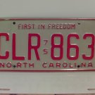 1975 North Carolina YOM License Plate Tag EX NC CLR-863 WALL