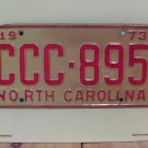 1973 North Carolina License Plate Tag VG- NC CCC-895 NC3