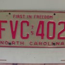 1975 North Carolina NC YOM Passenger License Plate FVC-402 VG NCY2