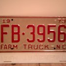 1973 North Carolina NC Farm Truck License Plate FB-3956 Mint NCF1