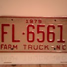 1975 North Carolina NC Farm Truck License Plate FL-6561 Mint NCF1