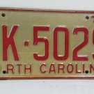 1970 North Carolina NC YOM Passenger License Plate CK-5029 VG NCY1