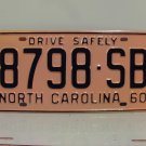 1960 North Carolina Rat Rod License Plate Tag NC #8798-SB YOM