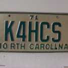 1971 North Carolina NC Amateur Radio License Plate K4HCS NCO2