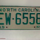 1969 North Carolina NC Passenger YOM License Plate EW-6558 VG NCY1