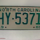 1969 North Carolina NC Passenger YOM License Plate HY-5371 VG+ NC1