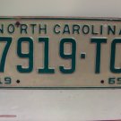 1969 North Carolina NC YOM Truck License Plate 7919-TC VG NC12