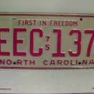 1975 North Carolina NC YOM Passenger License Plate EEC-137 VG NCY2