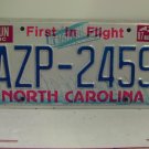 1987 North Carolina NC Passenger License Plate AZP-2459 YOM VG NCY4