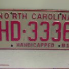 1981 North Carolina NC Handicapped License Plate HD-3336 VG- NCH1