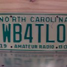 1980 North Carolina NC Amateur Radio License Plate WB4TLO VG NCO2