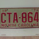 1973 North Carolina YOM License Plate Tag NC #CTA-864 VG NCY2