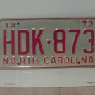 1973 North Carolina YOM License Plate Tag NC #HDK-873 Mint! NCY2