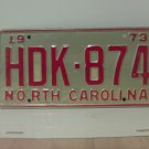 1973 North Carolina YOM License Plate Tag NC #HDK-874 Mint! NCY2