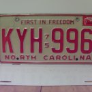 1977 North Carolina NC Passenger YOM License Plate KYH-996 VG NC4