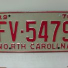 1970 North Carolina NC YOM License Plate FV-5479 EX NCY1