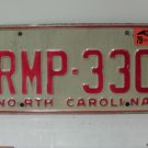 1979 North Carolina NC Passenger YOM License Plate RMP-330 VG-N NC4