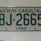 1980 North Carolina NC Truck YOM License Plate BJ-2665 Mint Unissued NCB2