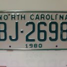 1980 North Carolina NC Truck YOM License Plate BJ-2698 Mint Unissued NC6