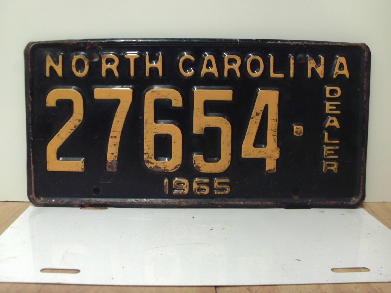 1965 North Carolina NC Dealer License Plate 27654 VG