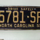 1959 North Carolina Truck Rat Rod License Plate Tag NC #5781-SF YOM