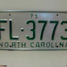 1971 North Carolina Rat Rod License Plate Tag NC #FL-3773 YOM RR1
