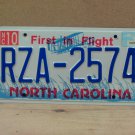 2005 North Carolina NC Error License Plate RZA-2574 Misaligned NC11