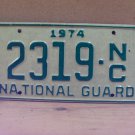 1974 North Carolina NC National Guard License Plate 2319NC NC11