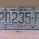 1970s North Carolina Permanent License Plate NC #20235-P NC11
