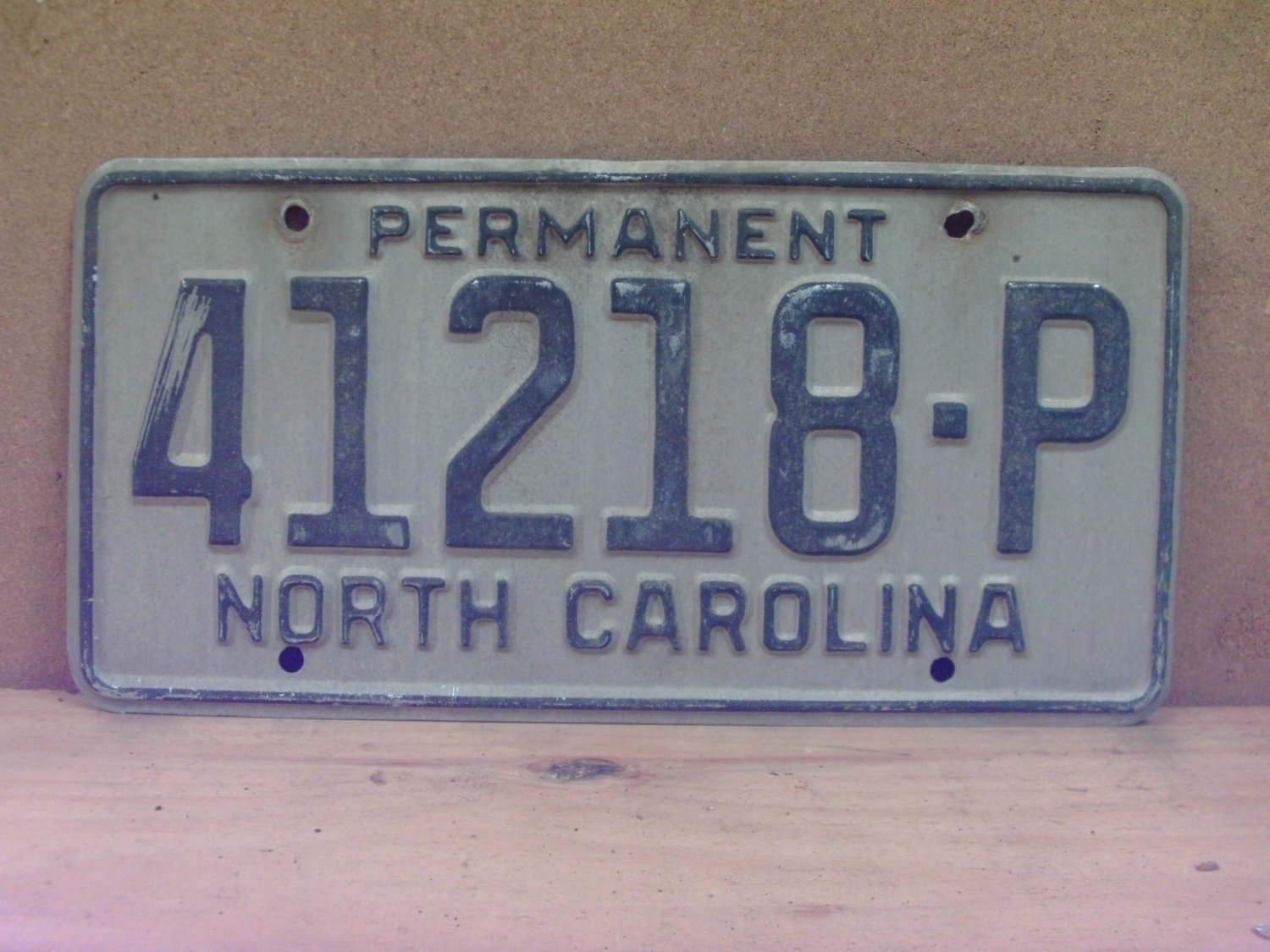 1970s North Carolina Permanent License Plate NC 41218P NC11