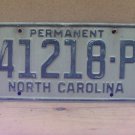 1970s North Carolina Permanent License Plate NC #41218-P NC11