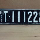 1927 North Carolina Tonnage License Plate NC T-11122 6-30-1927