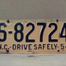 1954 North Carolina Contract Carrier Truck License Plate NC S-82724 NCB2
