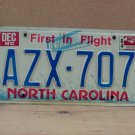 1984 North Carolina Passenger YOM License Plate VG NC AZX-707 WALL