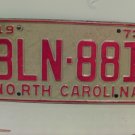 1973 North Carolina YOM License Plate Tag NC #BLN-881 VG NC2