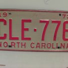 1973 North Carolina YOM License Plate Tag NC #CLE-776 VG NC2