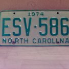 1974 North Carolina EX YOM License Plate Tag NC ESV-586 NCY2