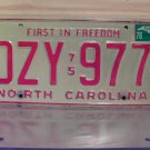 1978 North Carolina NC License Plate DZY-977 VG NC4