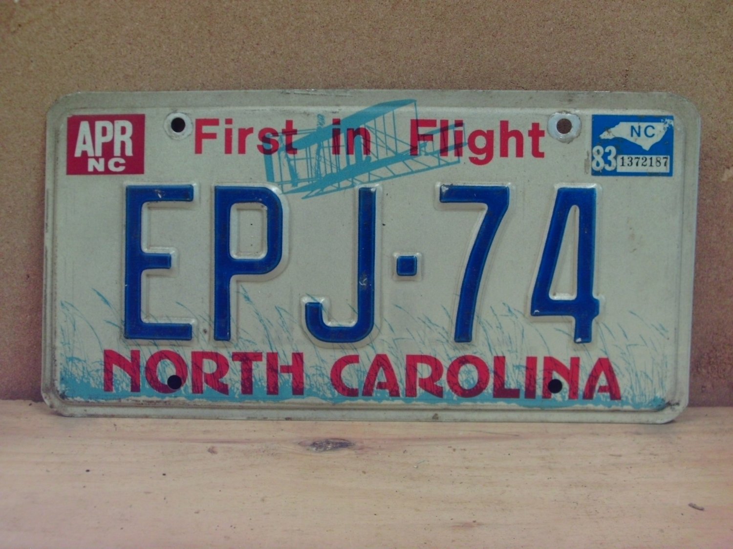 1983 North Carolina License Plate Tag NC #EPJ-74 YOM VG NCY4