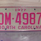 1977 North Carolina Truck License Plate NC DM-4987 NC4