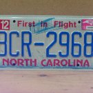 2015 North Carolina License Plate Tag NC #BCR-2968 LTQ1
